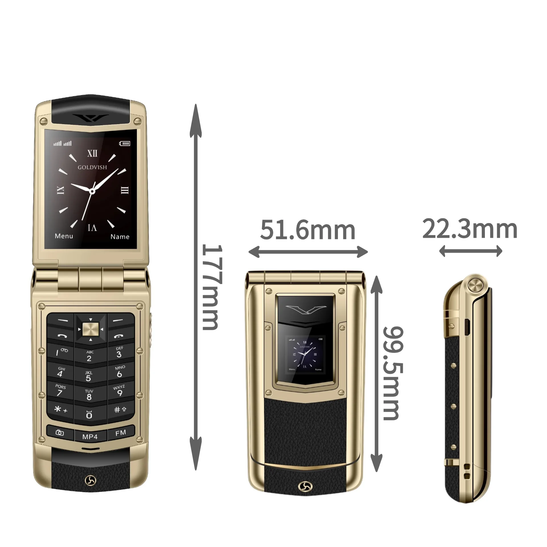 Luxury Metal Flip Phone for Men Dual SIM Business Phone Big Button Dual Screen Magic Voice Blacklist Senior Classic Mobile
