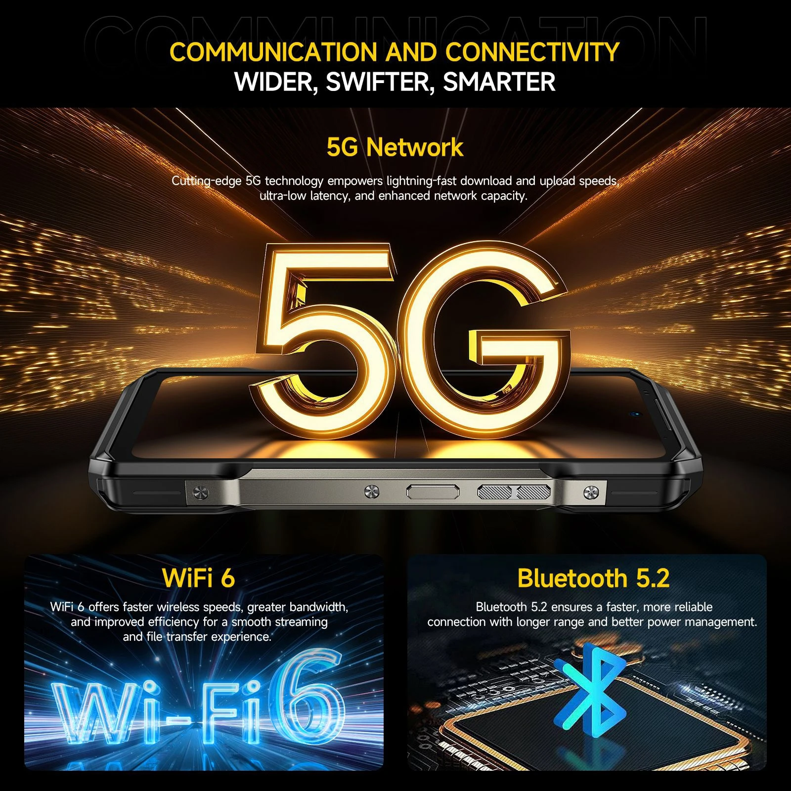 Ulefone Armor 27 Pro 24GB+256GB 10600mAh Smartphone 50MP Camera 64MP Night 6.78'' Android 14 NFC 5G Rugged Phone