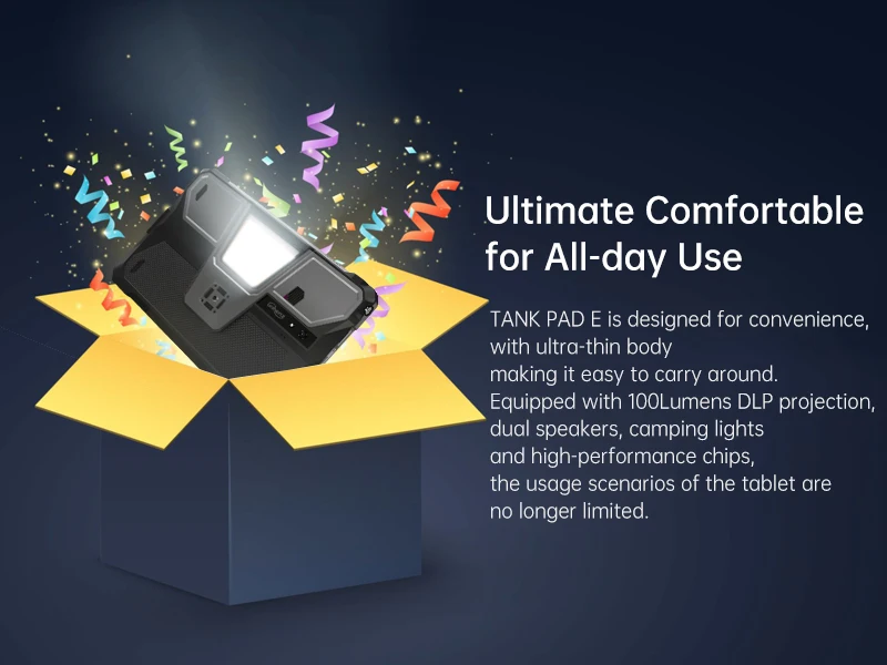 8849 Tank Pad Ultra Unihertz Rugged Tablet with Projector 260 Lumens 1080P 23400mAh 32+512GB Wifi 6 5G Android15 Dimensity 8200