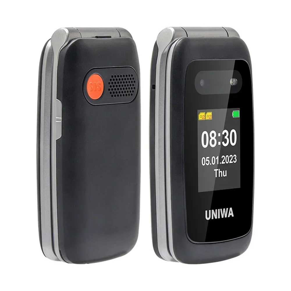 UNIWA V202T 4G VoLTE Phone Double Screen Dual SIM Cards 1450mAh SOS Button Flip Phones Support Russian keyboard Multi-language
