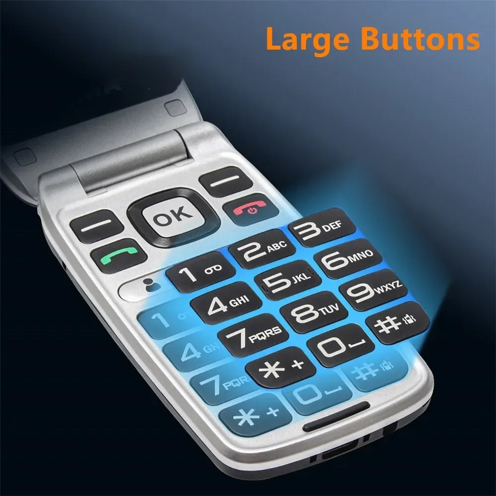 UNIWA V202T 4G VoLTE Phone Double Screen Dual SIM Cards 1450mAh SOS Button Flip Phones Support Russian keyboard Multi-language