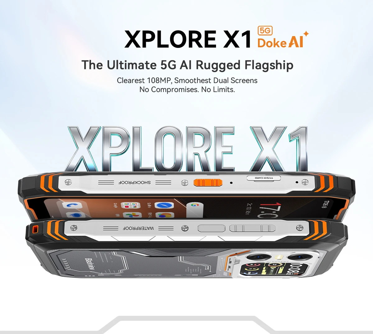 Blackview XPLORE X1 Rugged SmartPhone, 6.78" 2.4K 120Hz Display, Dimensity 7050,10000mAh Battery 55W Charging,108MP+50MP Camera