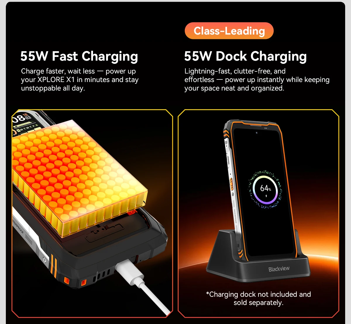 Blackview XPLORE X1 Rugged SmartPhone, 6.78" 2.4K 120Hz Display, Dimensity 7050,10000mAh Battery 55W Charging,108MP+50MP Camera
