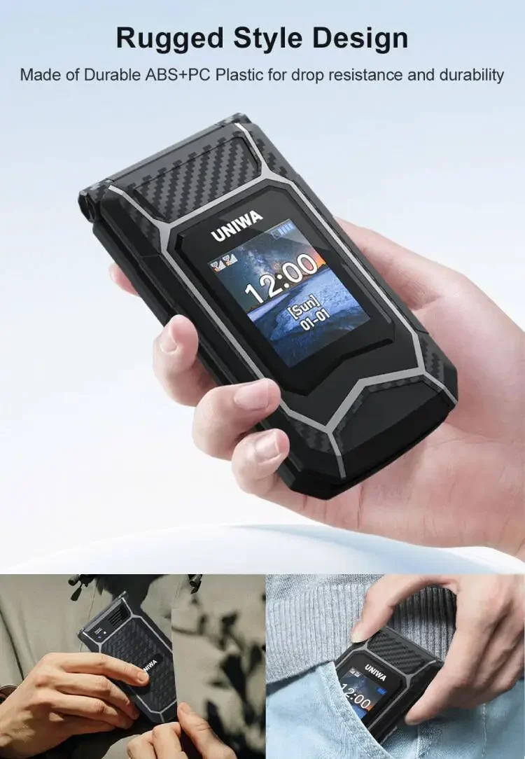 UNIWA X29 2.8Inch Double Screen Mobile Phones Dual SIM GSM Rugged Flip Phone 2000mAh Big Font For Senior Arabic Russian Keyboard