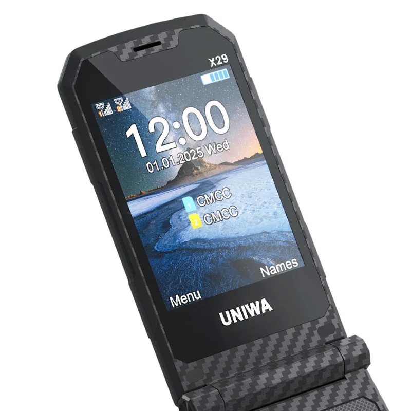 UNIWA X29 2.8Inch Double Screen Mobile Phones Dual SIM GSM Rugged Flip Phone 2000mAh Big Font For Senior Arabic Russian Keyboard