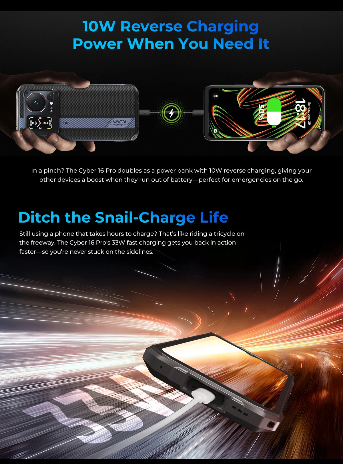 HOTWAV Cyber 16 Pro Rugged Phone G100 108MP Mobile Phone 6.6'' FHD+ 2K Display 8GB 512GB Smartphone Android 15 Cellphone