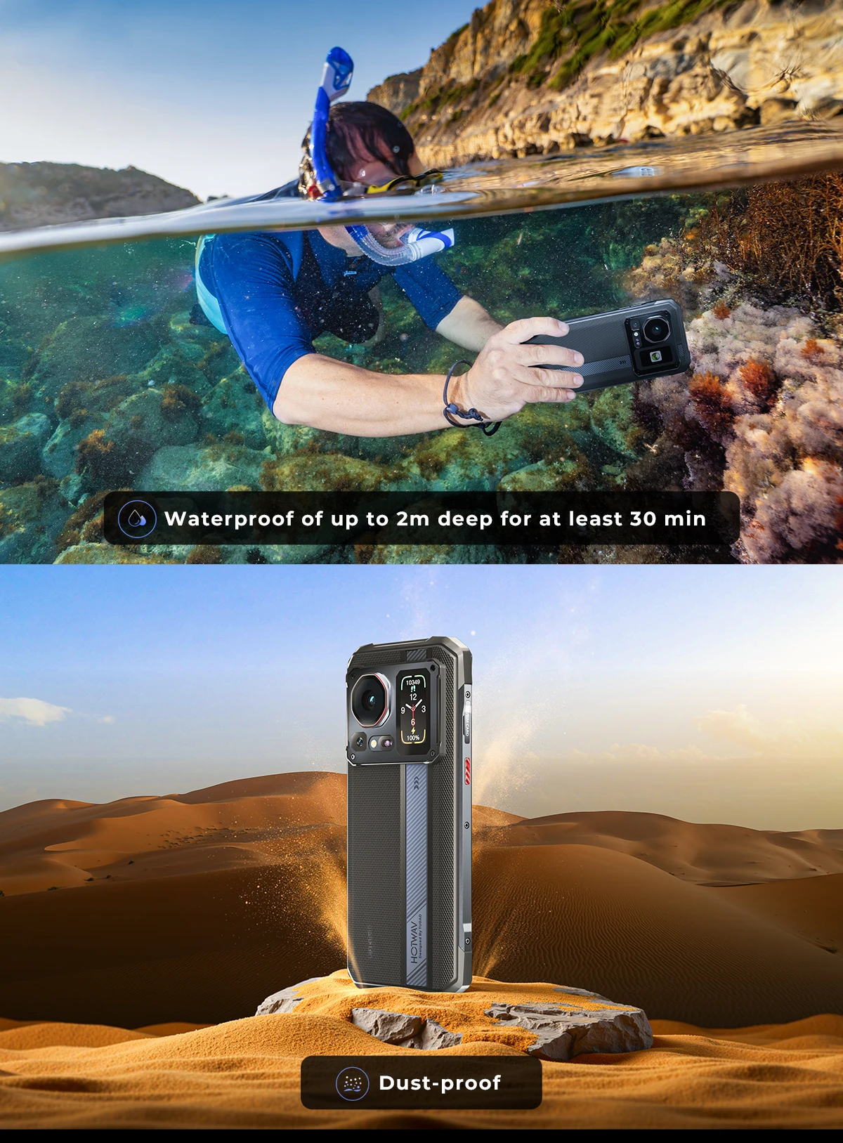 HOTWAV Cyber 16 Pro Rugged Phone G100 108MP Mobile Phone 6.6'' FHD+ 2K Display 8GB 512GB Smartphone Android 15 Cellphone