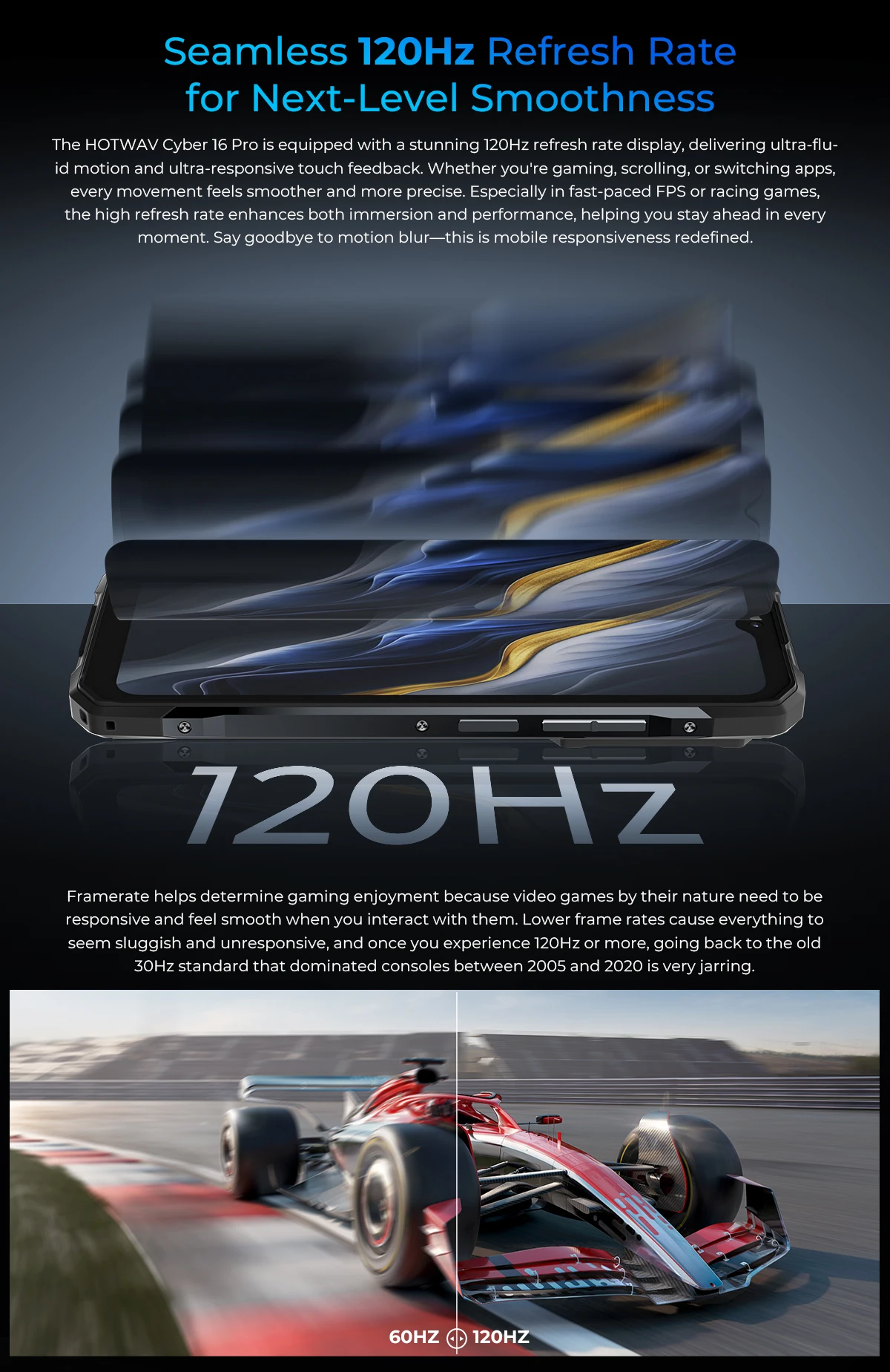 HOTWAV Cyber 16 Pro Rugged Phone G100 108MP Mobile Phone 6.6'' FHD+ 2K Display 8GB 512GB Smartphone Android 15 Cellphone