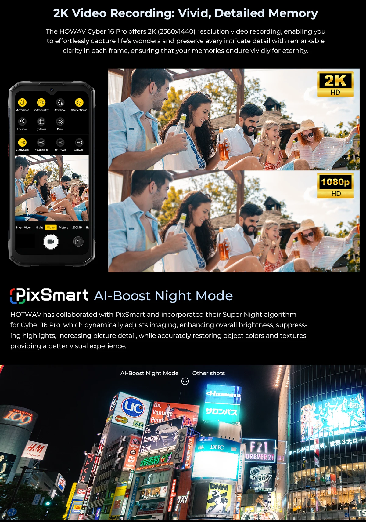 HOTWAV Cyber 16 Pro Rugged Phone G100 108MP Mobile Phone 6.6'' FHD+ 2K Display 8GB 512GB Smartphone Android 15 Cellphone