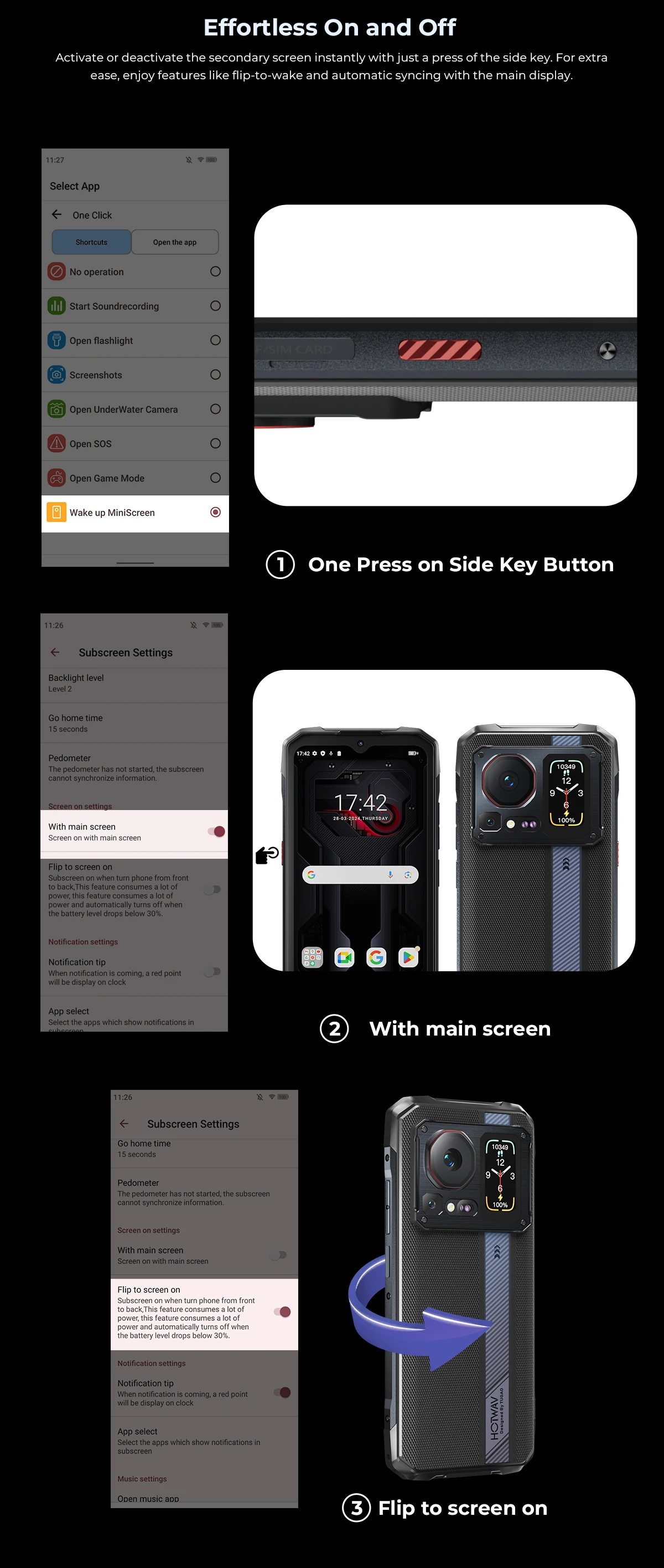 HOTWAV Cyber 16 Pro Rugged Phone G100 108MP Mobile Phone 6.6'' FHD+ 2K Display 8GB 512GB Smartphone Android 15 Cellphone