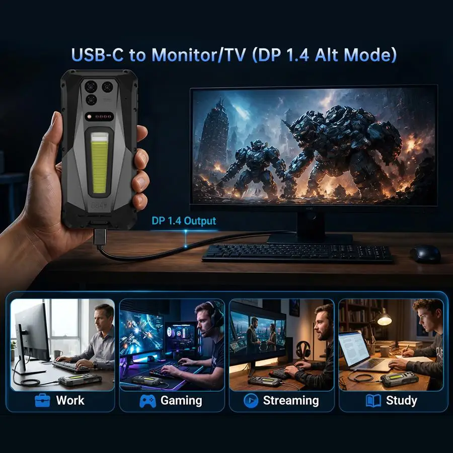 Unihertz 8849 Tank 5 Projector Rugged Phone 18GB+512GB Night Vision 6.73'' Android 16 Dimensity 9400e 17600mAh NFC 5G Smartphone