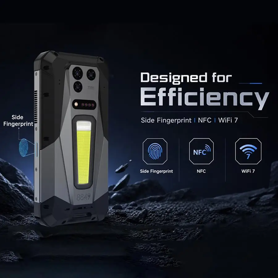 Unihertz 8849 Tank 5 Projector Rugged Phone 18GB+512GB Night Vision 6.73'' Android 16 Dimensity 9400e 17600mAh NFC 5G Smartphone