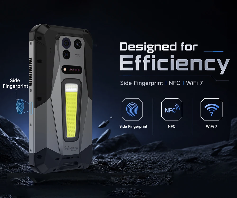 Unihertz 8849 Tank 5 Projector Rugged Smartphone18GB+512GB Night Vision 6.73'' Night Vision Dimensity 9400e Support eSIM WiFi 7