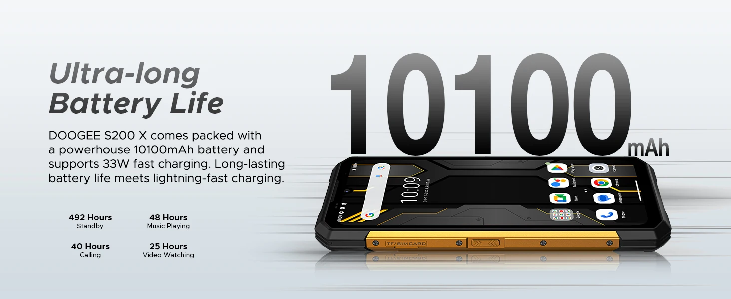 DOOGEE S200 X 5G Rugged Phone 32GB+512GB 6.72" FHD+ 120Hz Display Dimensity 7050 10100mAh Battery 100MP Camera NFC Smartphone