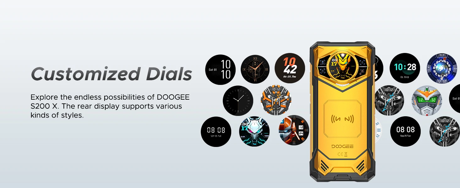 DOOGEE S200 X 5G Rugged Phone 32GB+512GB 6.72" FHD+ 120Hz Display Dimensity 7050 10100mAh Battery 100MP Camera NFC Smartphone