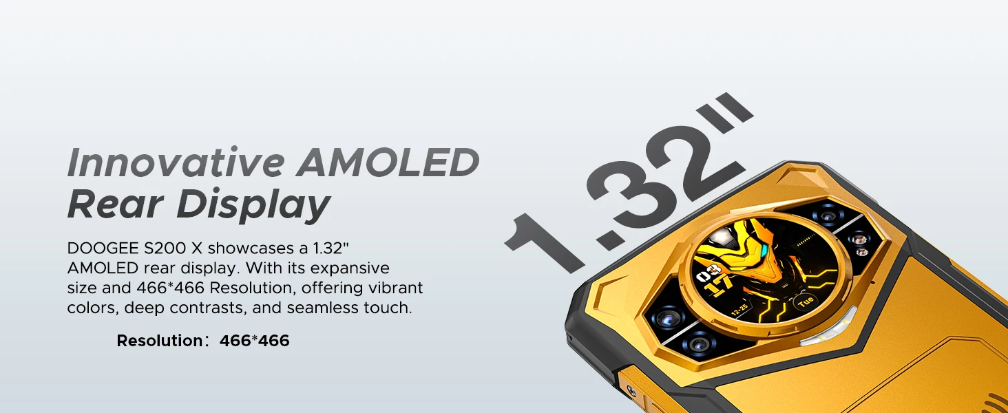 DOOGEE S200 X 5G Rugged Phone 32GB+512GB 6.72" FHD+ 120Hz Display Dimensity 7050 10100mAh Battery 100MP Camera NFC Smartphone
