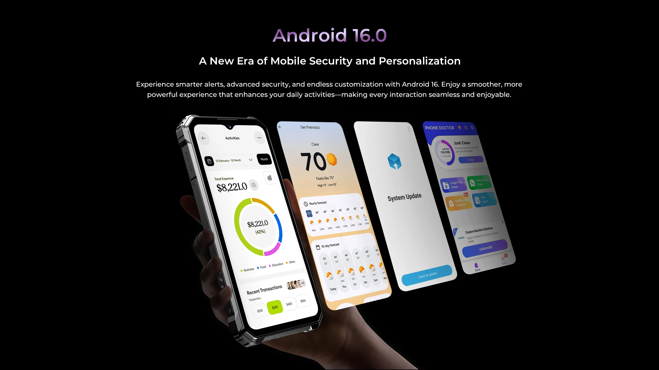 OUKITEL G7 10600mAh Rugged Smartphone 24GB (8+16)+256GB, 6.52" Display 64MP Camera, IP68 Waterproof, NFC Android 16 Smartphone
