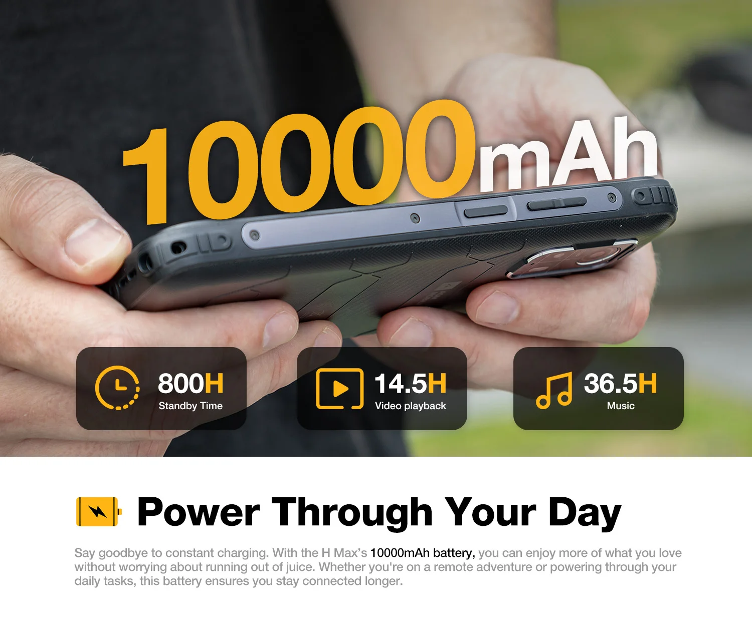 AGM H MAX Rugged Smartphone 8+256GB 10000mAh Battery HD+ Display 3 Card Slot NFC OTG Reverse Charge Waterproof Smartphone
