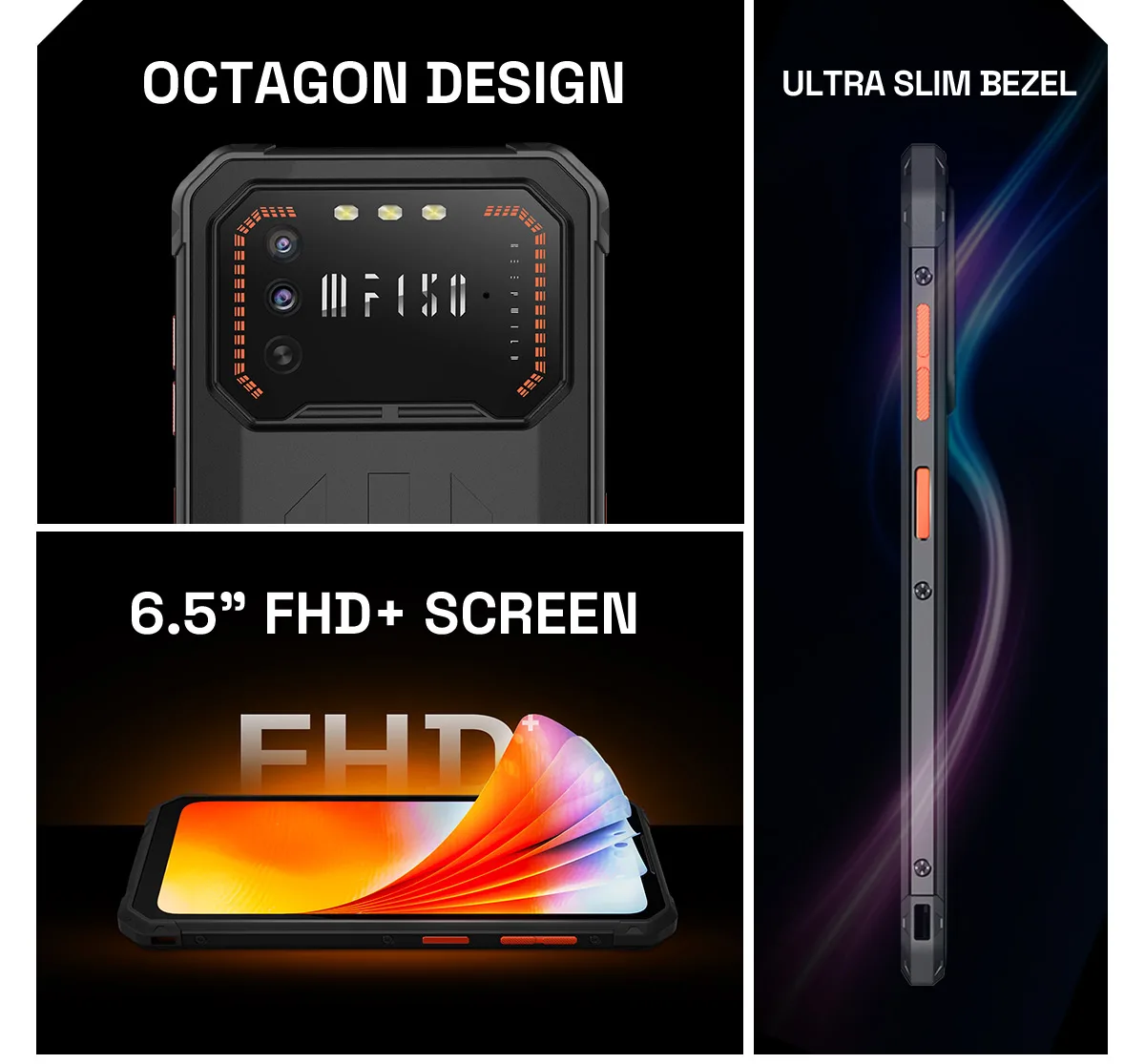 IIIF150 Air1 Smartphone 6.5" FHD+ Display 12GB+64GB NFC 5000mAh IP68 IP69K STD-810G 11.35mm Ultra-Thin Rugged Phone