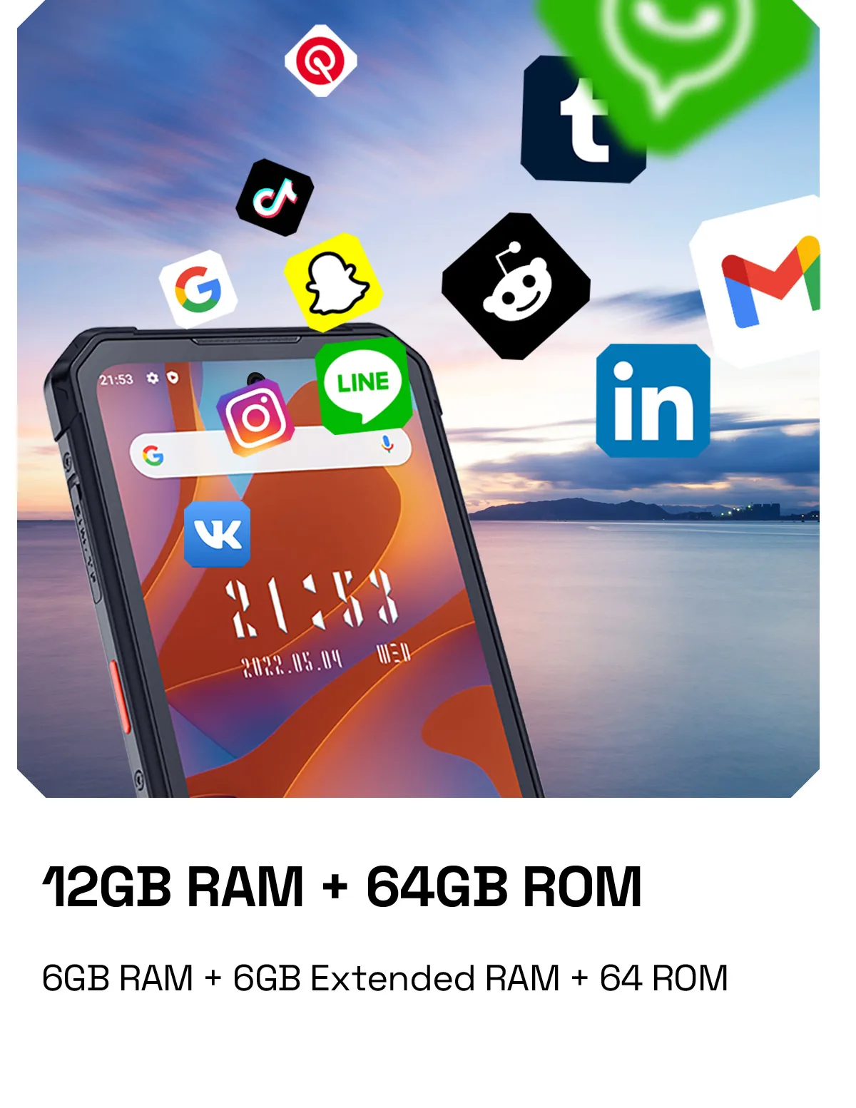 IIIF150 Air1 Smartphone 6.5" FHD+ Display 12GB+64GB NFC 5000mAh IP68 IP69K STD-810G 11.35mm Ultra-Thin Rugged Phone