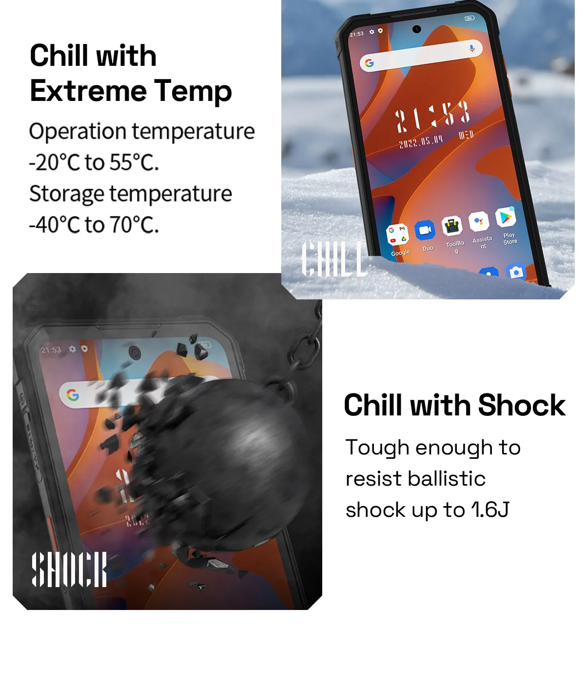 IIIF150 Air1 Smartphone 6.5" FHD+ Display 12GB+64GB NFC 5000mAh IP68 IP69K STD-810G 11.35mm Ultra-Thin Rugged Phone