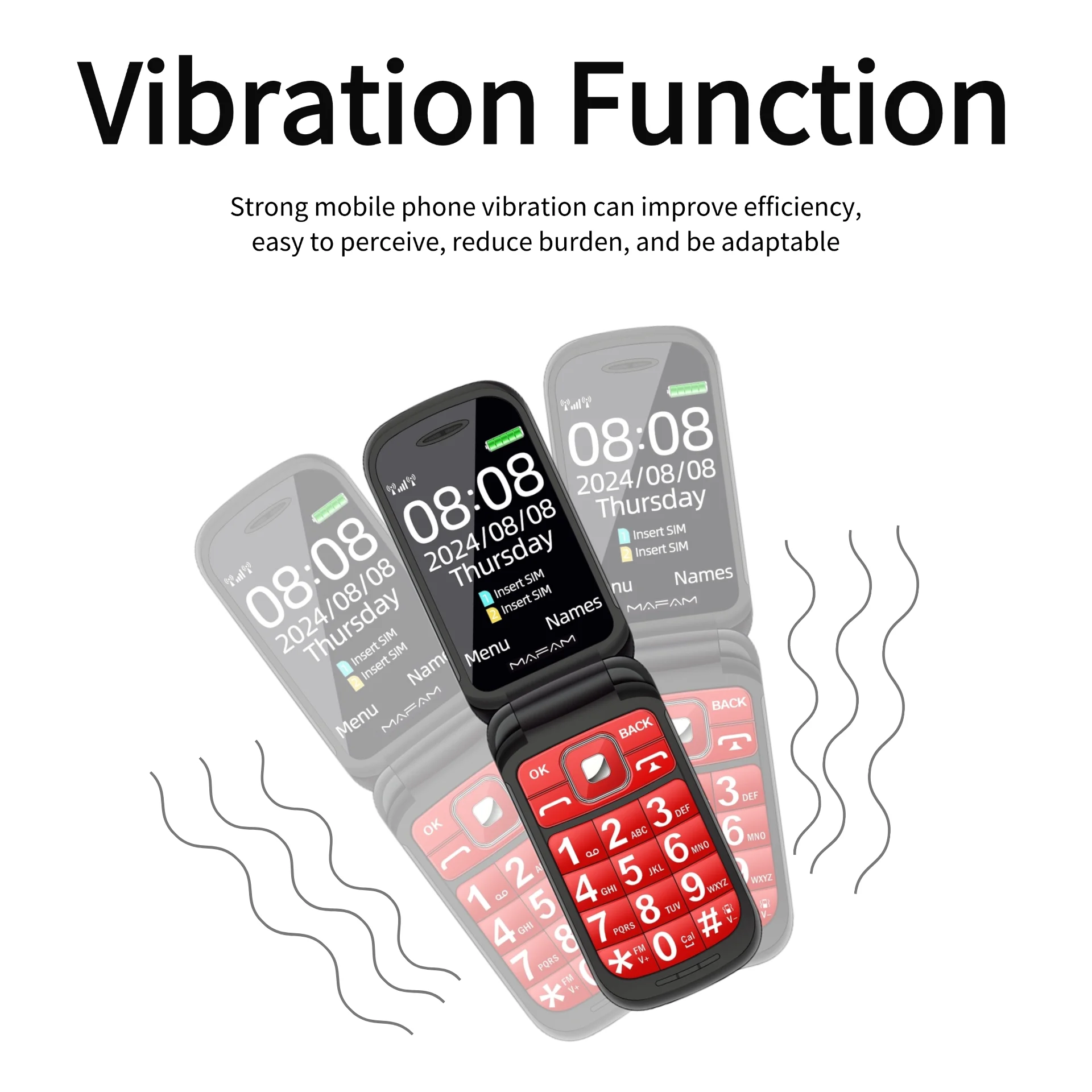 Mafam F899 Senior Flip Dual Display Feature Phone SOS 2Sim Big Button Dial Torch Clamshell Mobile Retro Style Durable Phone