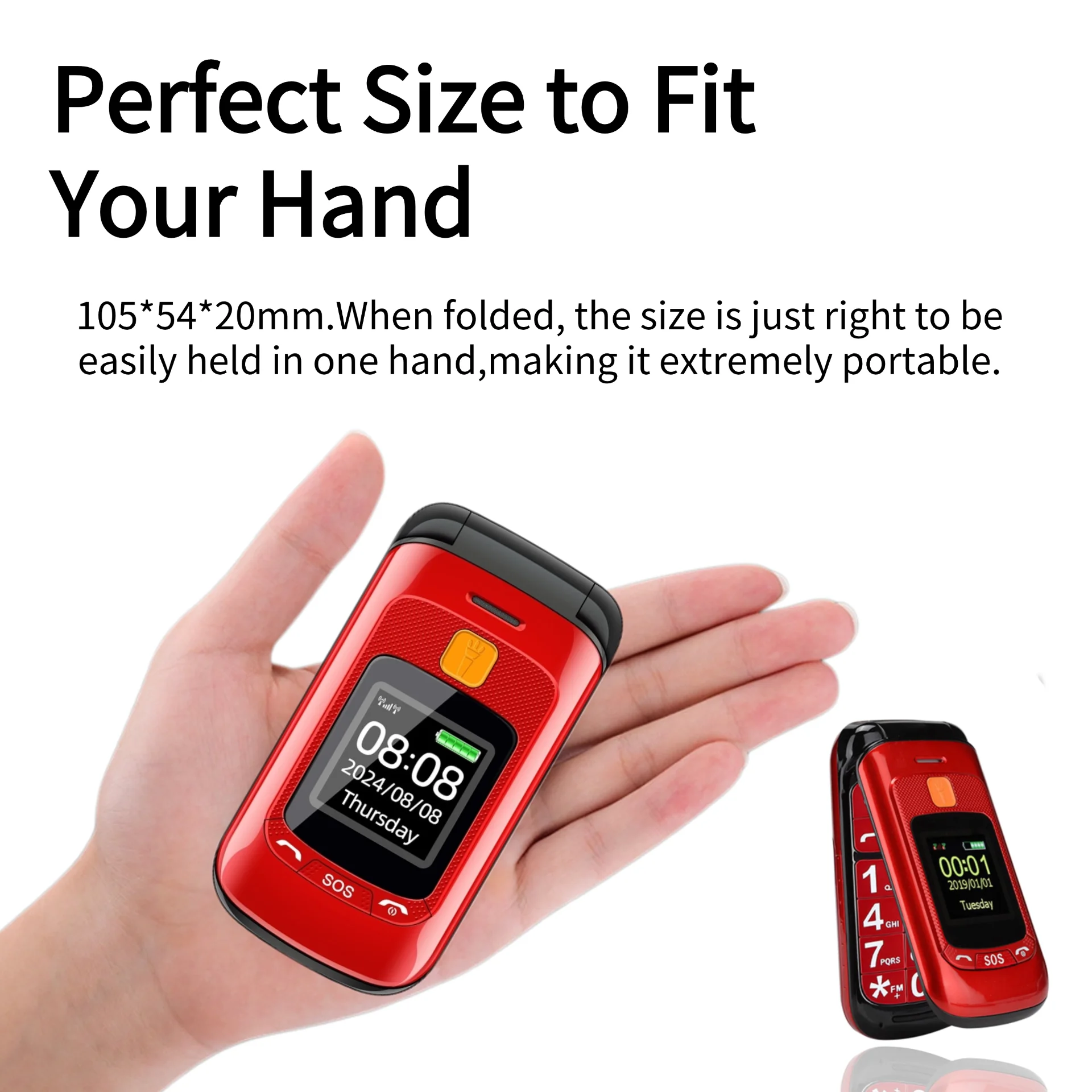 Mafam F899 Senior Flip Dual Display Feature Phone SOS 2Sim Big Button Dial Torch Clamshell Mobile Retro Style Durable Phone