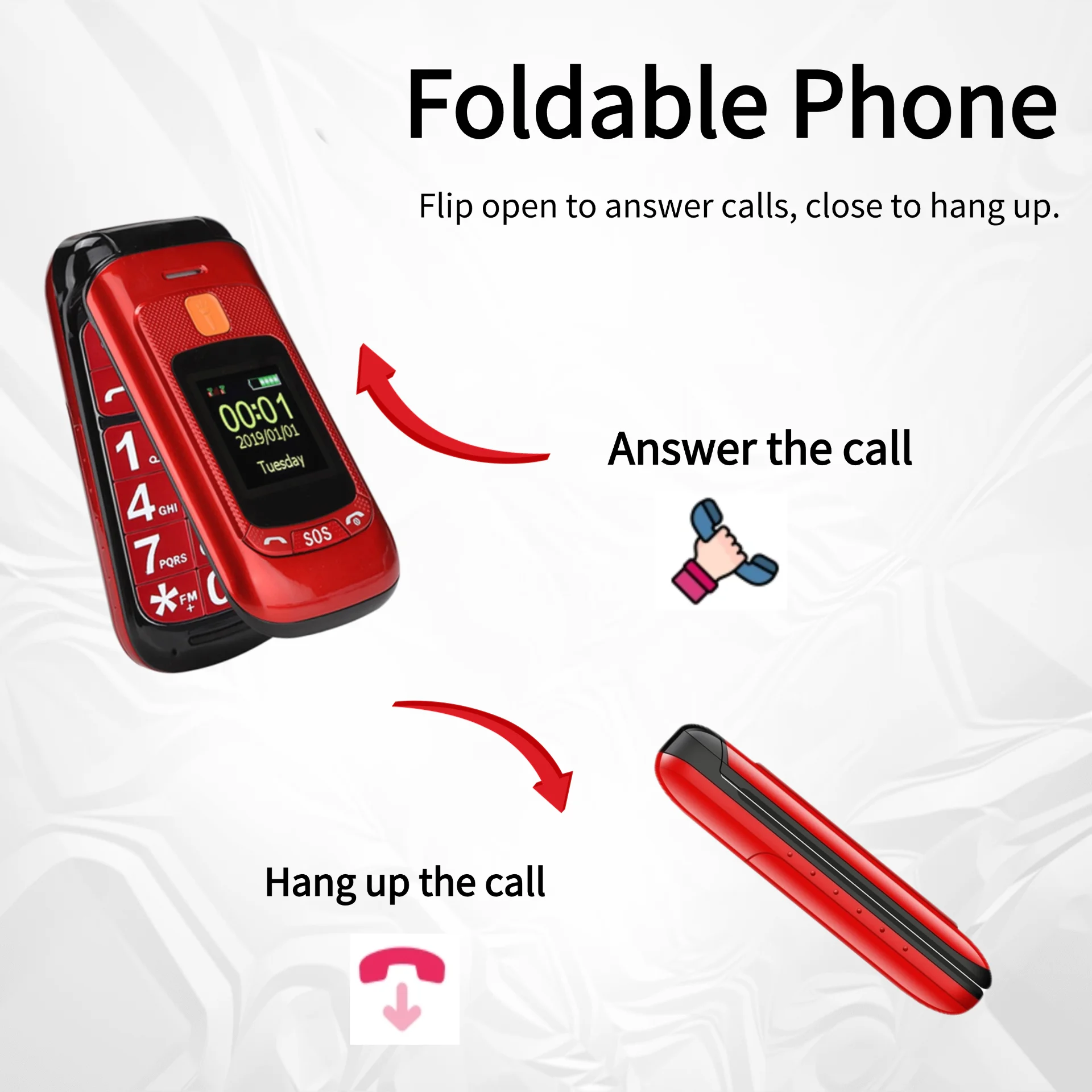 Mafam F899 Senior Flip Dual Display Feature Phone SOS 2Sim Big Button Dial Torch Clamshell Mobile Retro Style Durable Phone