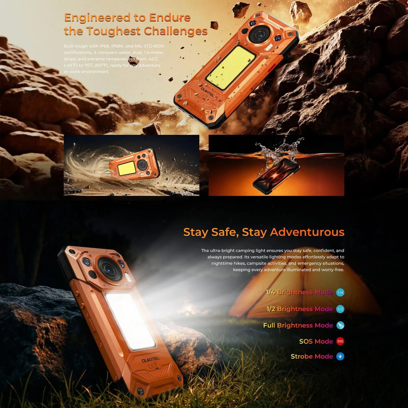 Oukitel WP500 Ultra Rugged Phone Thermal Imaging 12GB+1TB 108MP Camera 6.78'' Android 16 10000mAh MTK Dimensity 8300 NFC 5G