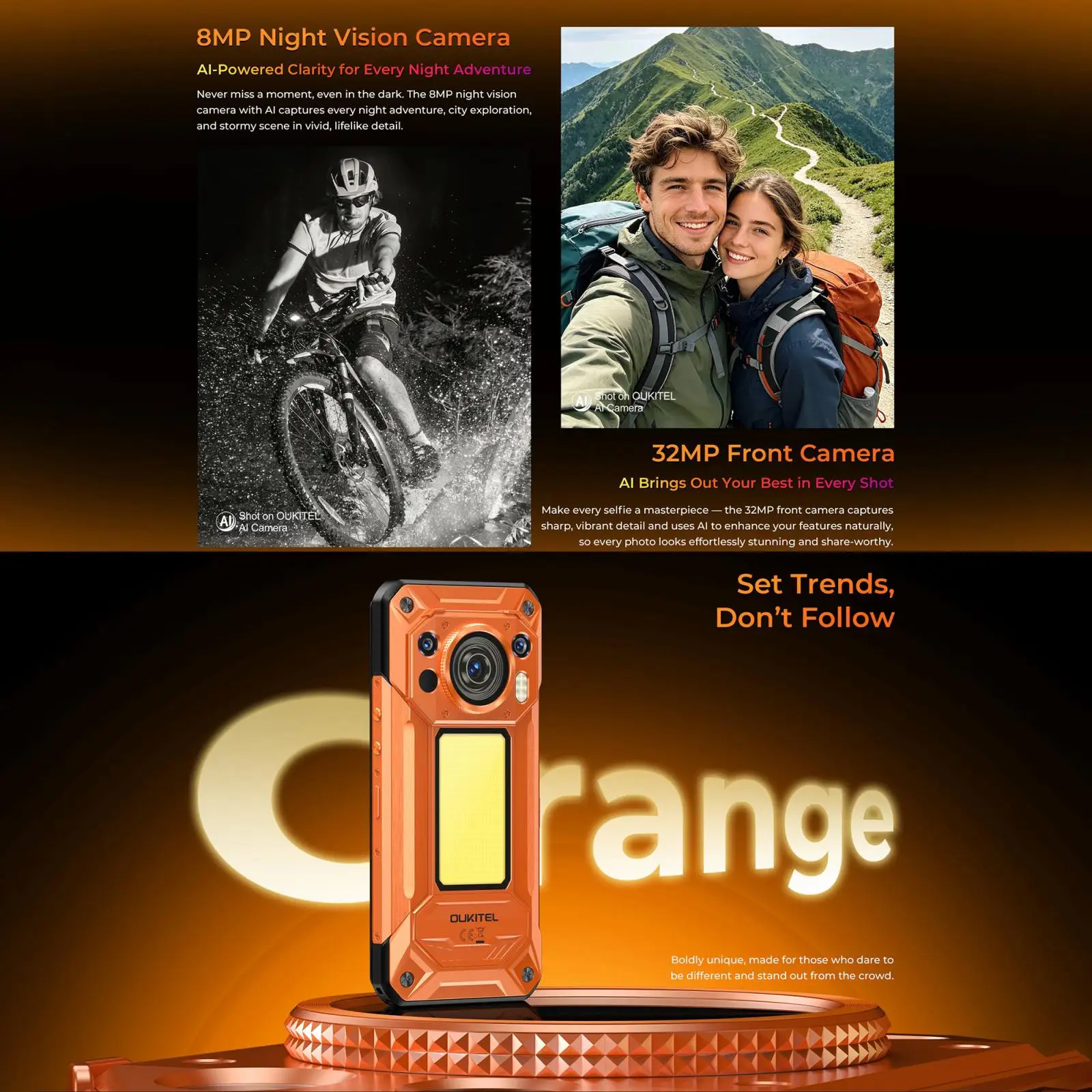 Oukitel WP500 Ultra Rugged Phone Thermal Imaging 12GB+1TB 108MP Camera 6.78'' Android 16 10000mAh MTK Dimensity 8300 NFC 5G