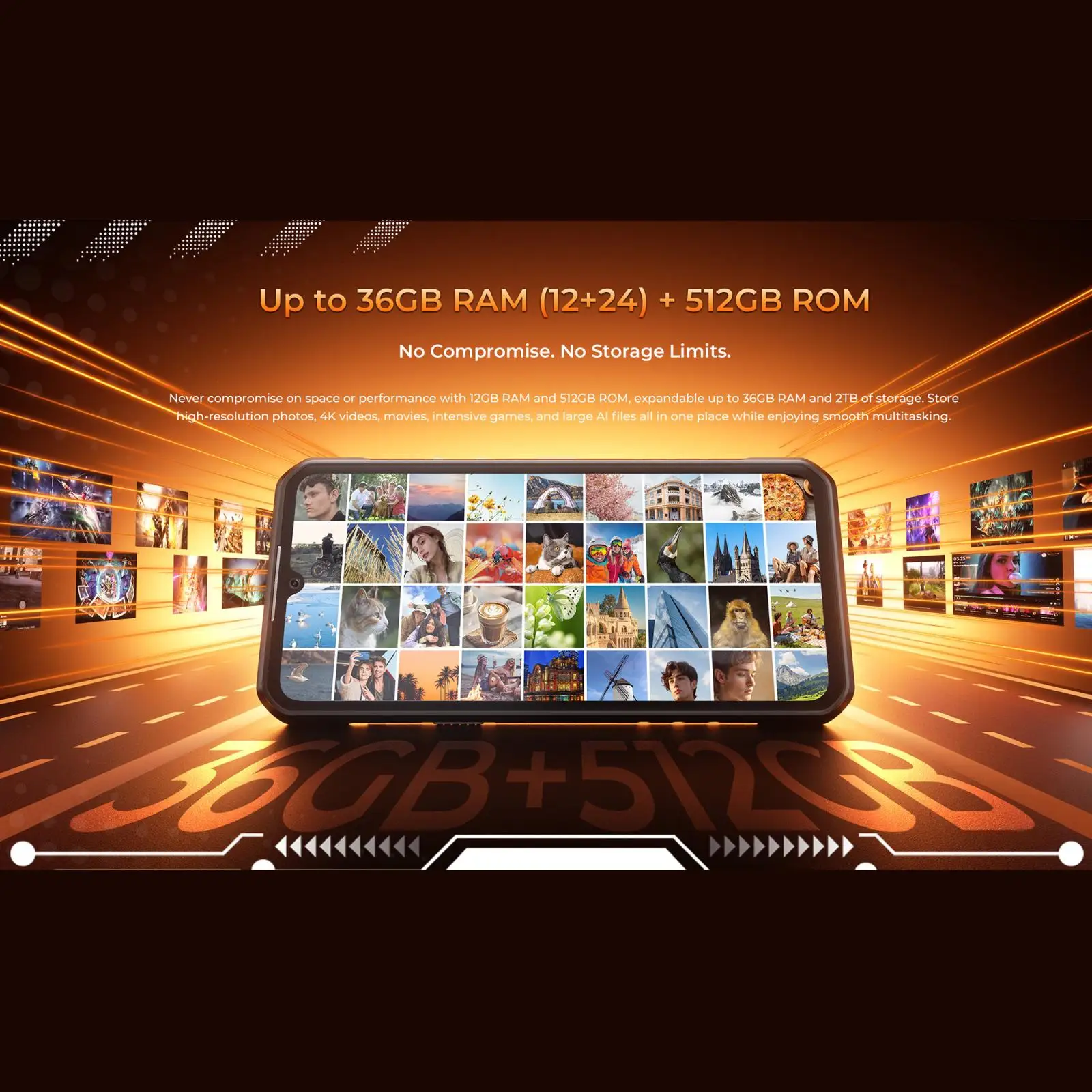 OUKITEL WP68 Air 5G Rugged Smartphone 12GB+512GB 8000mAh Battery 6.88" 120Hz Display Dimensity 7025 Android 16  64MP Smartphone