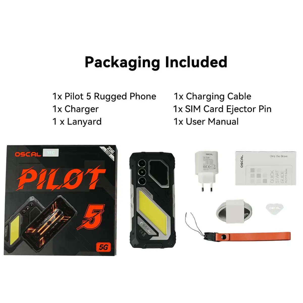Blackview Oscal Pilot 5 5G Rugged Phone 8GB+256GB 6.67" IPS Display 15000mAh Battery Android 16 UMS9620 T8100 5G NFC Smartphone