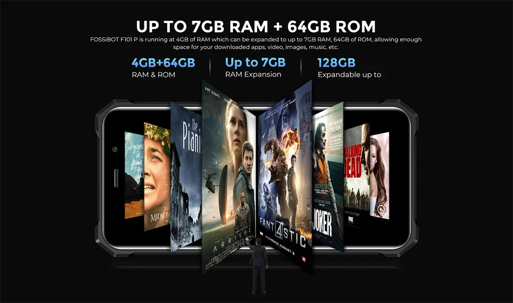 FOSSiBOT F101P,Smartphone,10600mAh Battery,4GB+64GB,24MP, Cell Phone, Large Speaker, IP68/IP69,Waterproof Mobile Phone