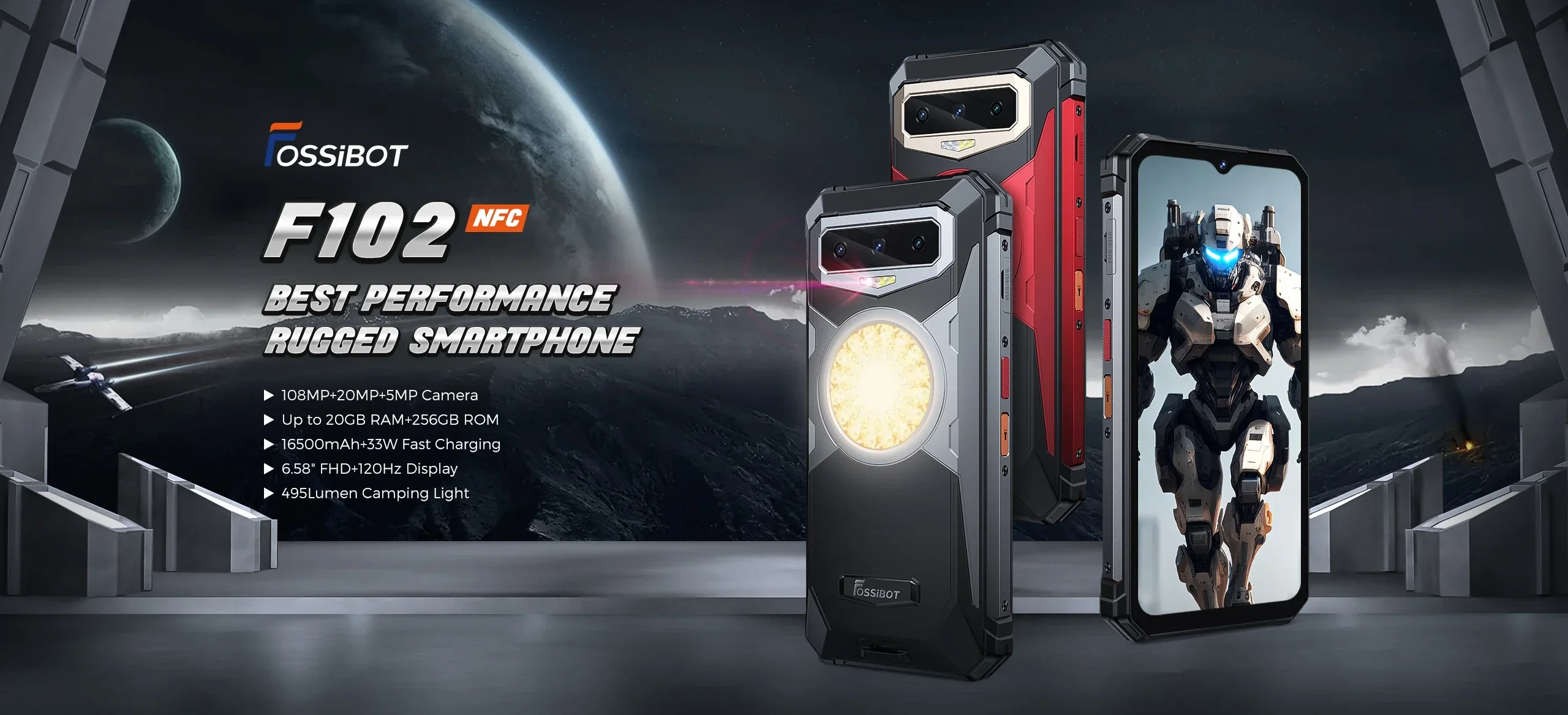 FOSSiBOT F101P,Smartphone,10600mAh Battery,4GB+64GB,24MP, Cell Phone, Large Speaker, IP68/IP69,Waterproof Mobile Phone