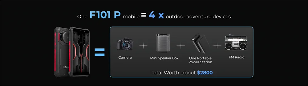 FOSSiBOT F101P,Smartphone,10600mAh Battery,4GB+64GB,24MP, Cell Phone, Large Speaker, IP68/IP69,Waterproof Mobile Phone