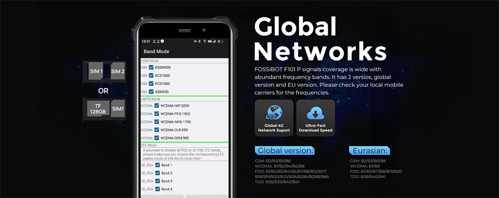 FOSSiBOT F101P,Smartphone,10600mAh Battery,4GB+64GB,24MP, Cell Phone, Large Speaker, IP68/IP69,Waterproof Mobile Phone