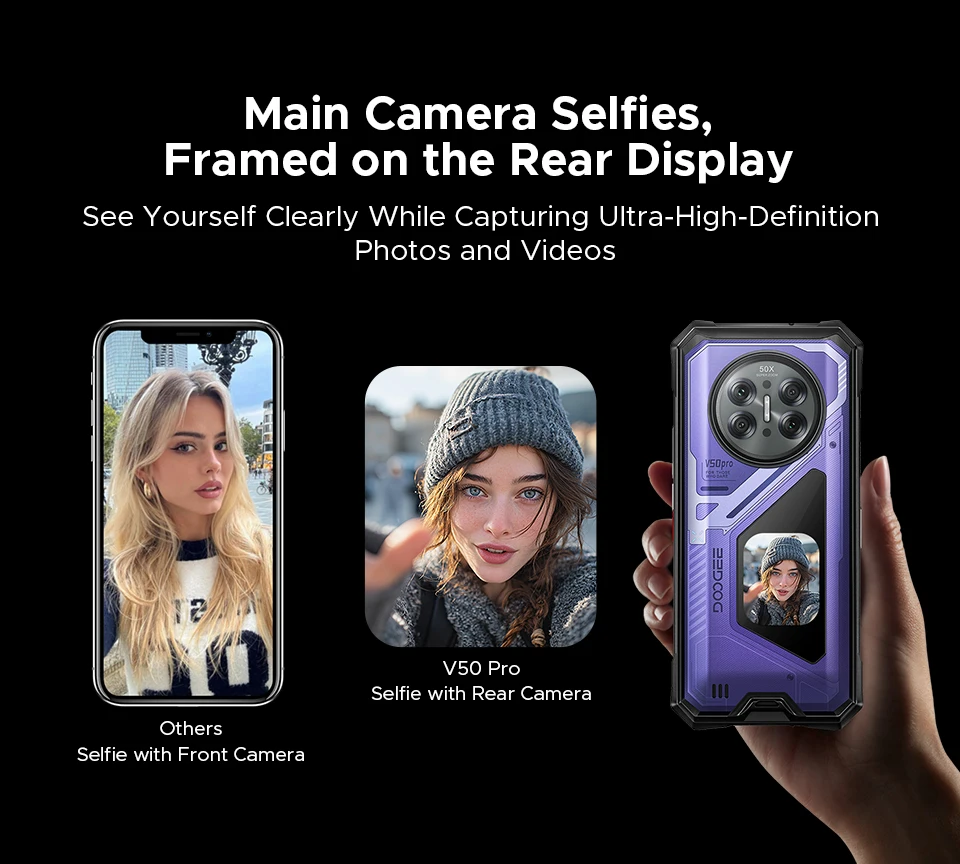World Premiere DOOGEE V50 Pro Rugged Phone 52GB+1TB AI Pets Dimensity 8300 6.78" FHD+ 11000mAh 66W 200MP Camera Android 16 NFC
