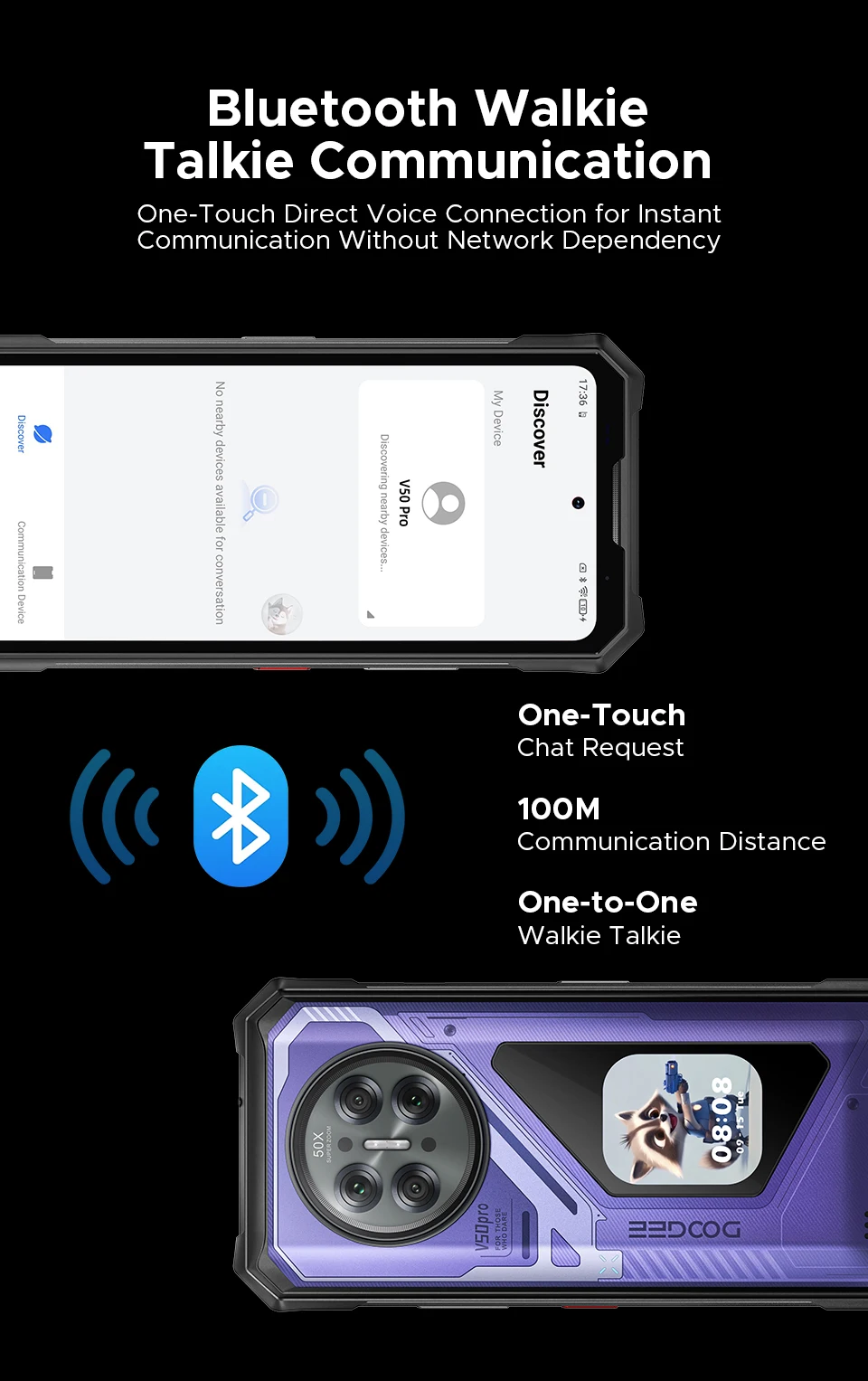 World Premiere DOOGEE V50 Pro Rugged Phone 52GB+1TB AI Pets Dimensity 8300 6.78" FHD+ 11000mAh 66W 200MP Camera Android 16 NFC