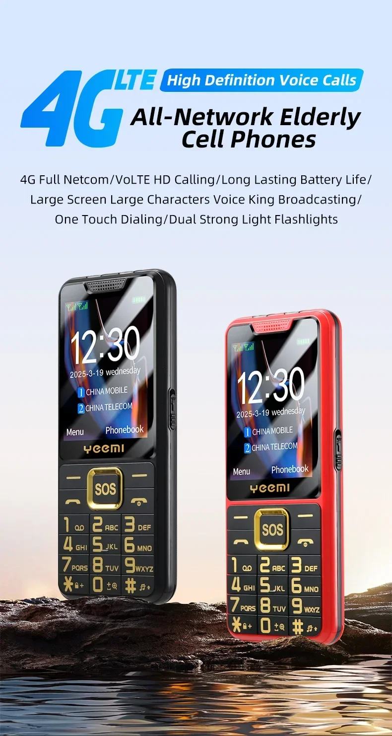 UNIWA YEEMI K3 4G Feature Keypad Phone 2.6Inch Dual SIM Card Long Standby Flashlight Camera FM SOS Big Button Button Phone