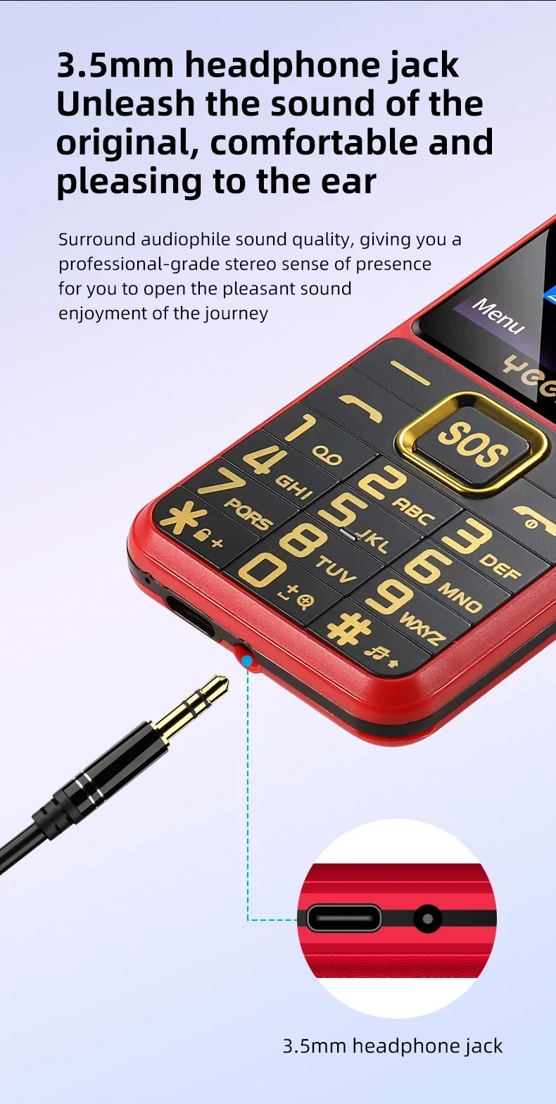 UNIWA YEEMI K3 4G Feature Keypad Phone 2.6Inch Dual SIM Card Long Standby Flashlight Camera FM SOS Big Button Button Phone