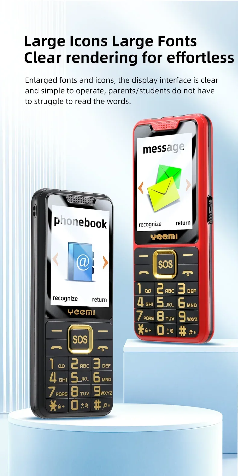 UNIWA YEEMI K3 4G Feature Keypad Phone 2.6Inch Dual SIM Card Long Standby Flashlight Camera FM SOS Big Button Button Phone