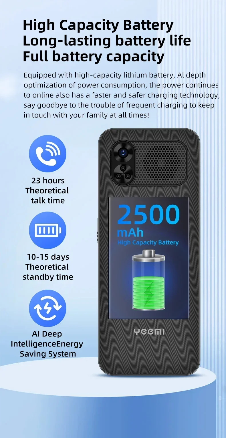 UNIWA YEEMI K3 4G Feature Keypad Phone 2.6Inch Dual SIM Card Long Standby Flashlight Camera FM SOS Big Button Button Phone