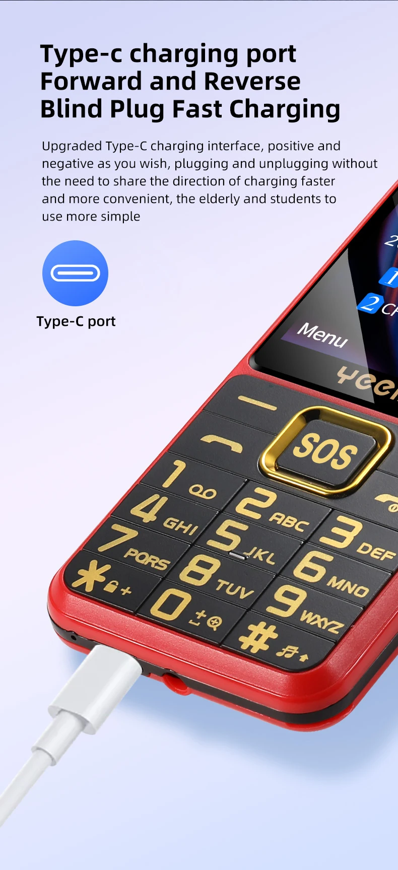 YEEMI K3+ 4G Cellphone 2.4inches Dual SIM Card LTE 2500mAh Bluetooth Camera Mobile Phone Type-C Bar Phone