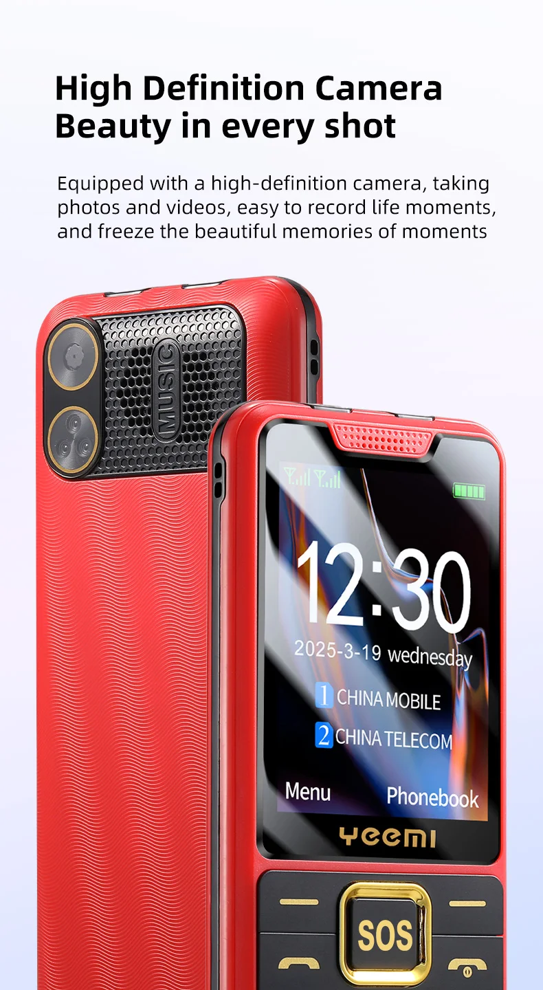 YEEMI K3+ 4G Cellphone 2.4inches Dual SIM Card LTE 2500mAh Bluetooth Camera Mobile Phone Type-C Bar Phone