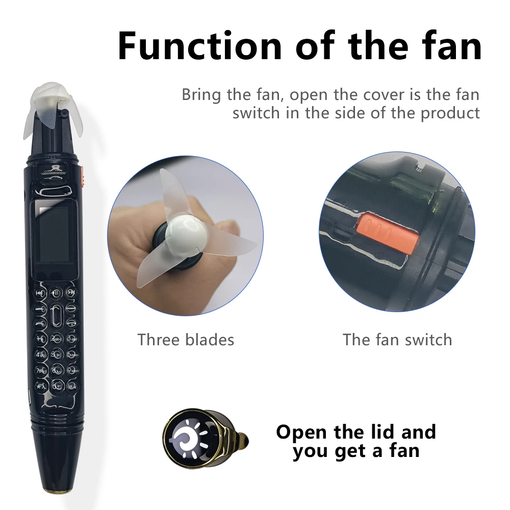 Low Price Sale SERVO BM111 3-in-1 Mobile Phone Pen Phone Portable Fan Magic Voice Bluetooth Dial Small Feature Cellphone FMRadio