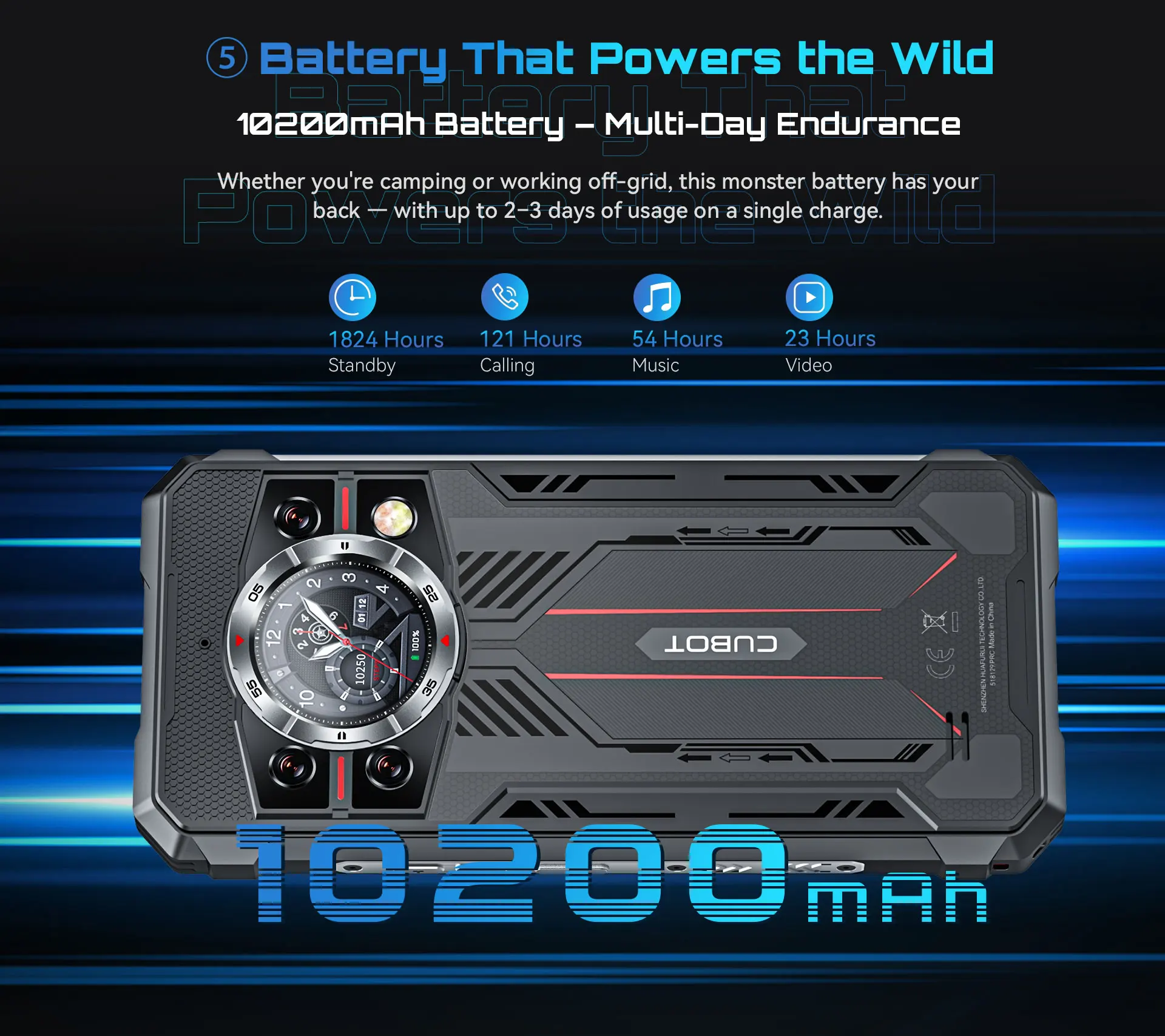 New CUBOT Kingkong 11 5G Rugged Phone 6.72" 120Hz Display 10200mAh Battery 33W Dimensity 7025 5G 16GB+256GB Android 15 Phone