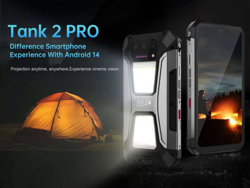 8849 tank 2 Pro Unihertz 24GB+512GB rugged with projector 2.4K 120Hz Screen 23800 mAh Android 14 100MP NFC Global Version