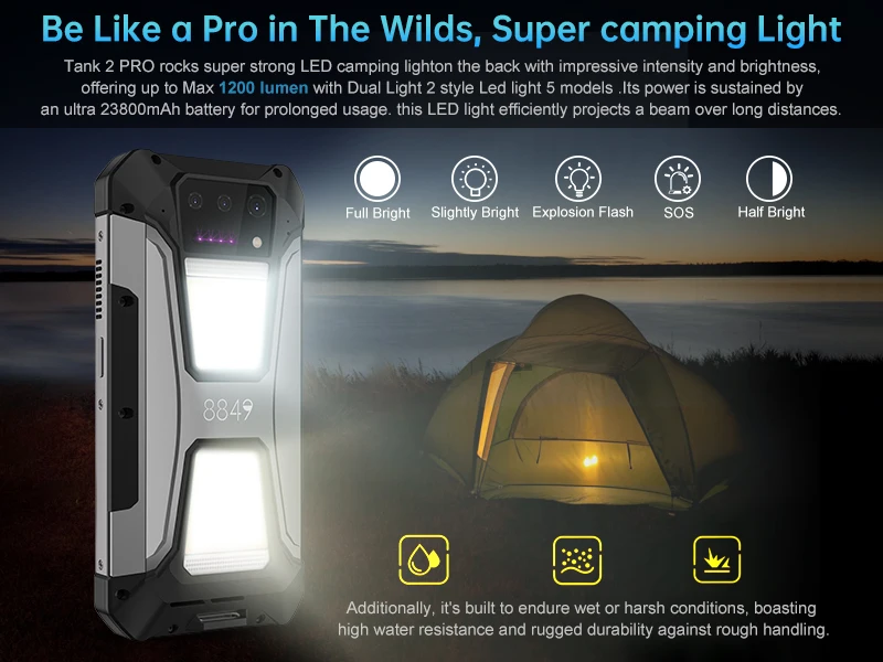 8849 tank 2 Pro Unihertz 24GB+512GB rugged with projector 2.4K 120Hz Screen 23800 mAh Android 14 100MP NFC Global Version