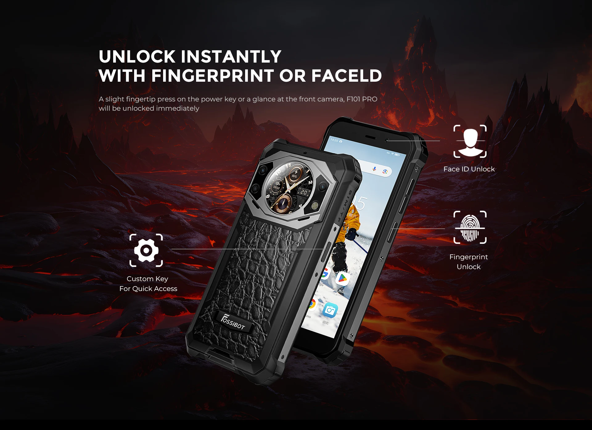 Fossibot F101 Pro Rugged Smartphone 15GB+128GB Android 13 IP68 Waterproof Mobile Phone 10600mAh NFC Cell Phone Global Version
