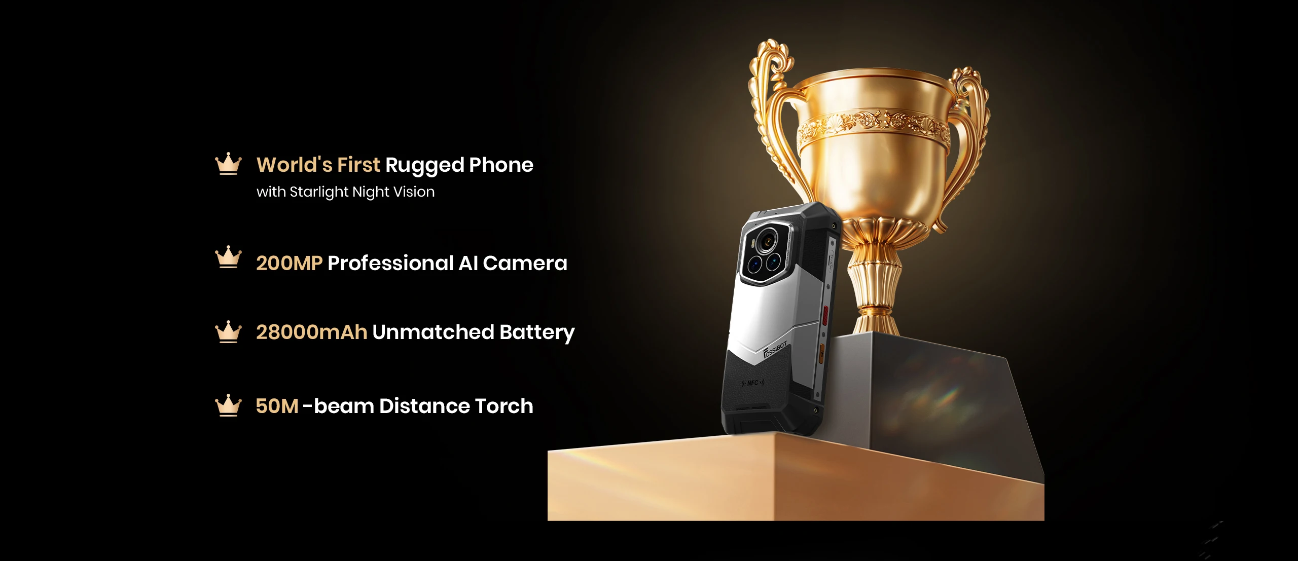 NEW Fossibot F107 PRO Rugged Phone Infrared Night Vision 28000mAh 66W Dimensity 7300 5G 50M Flashlight 12GB+512GB Android 15